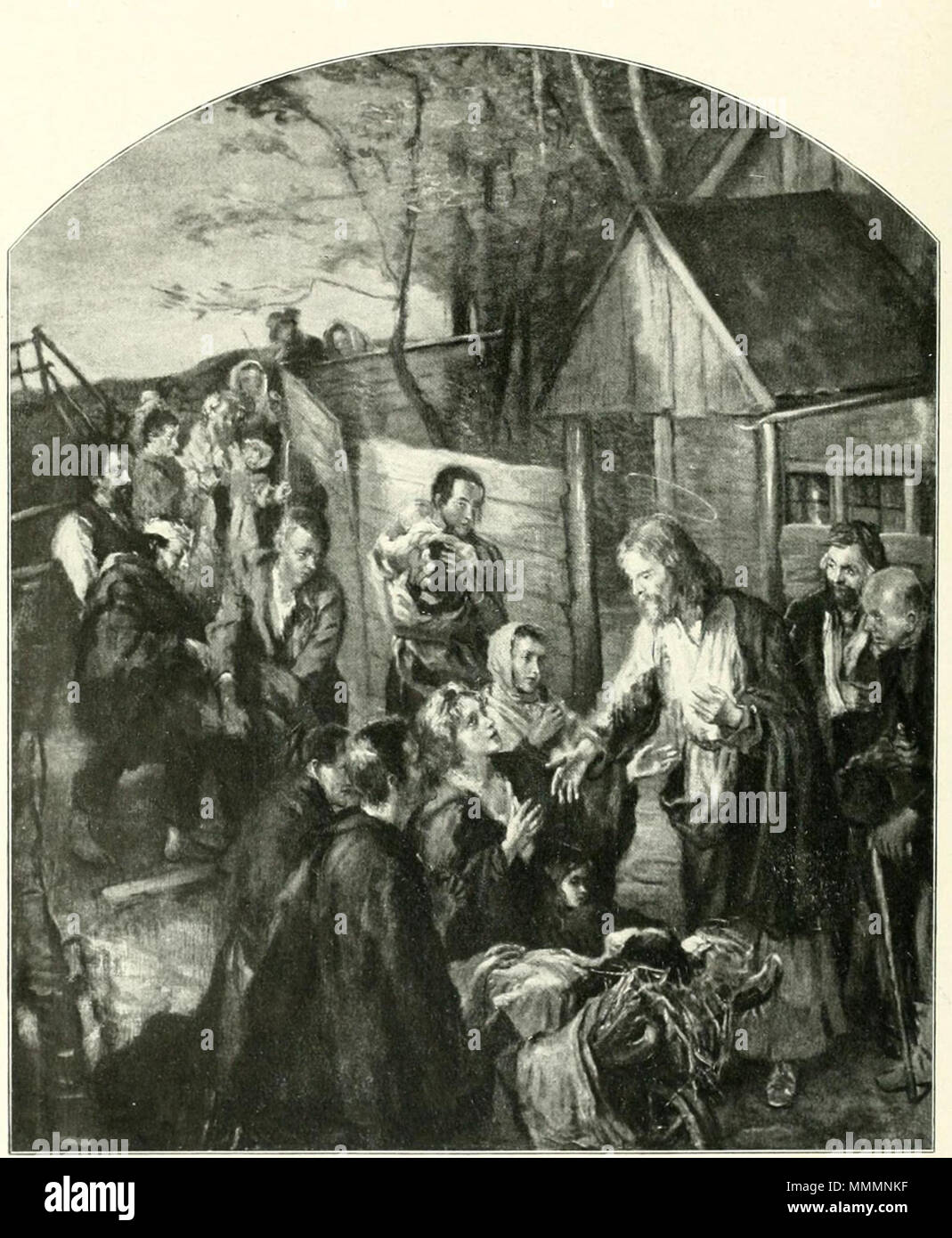 .  English: Christus, Kranke heilend.  . 1897. Christ healing the sick Stock Photo