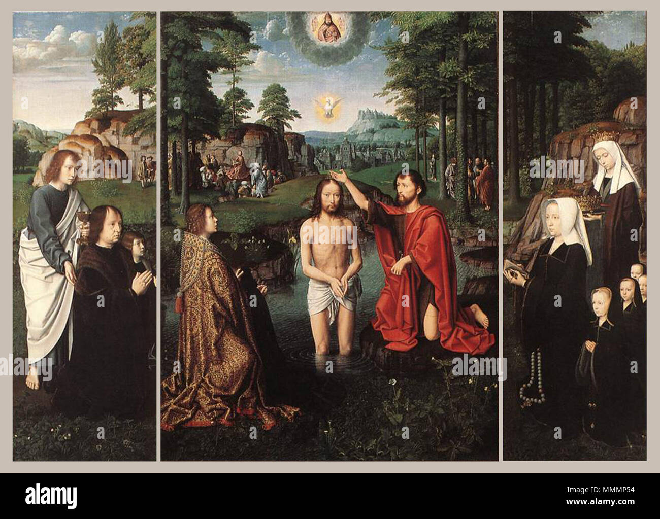 Triptych of Jan Des Trompes. 1505. Gerard David - Triptych of Jan Des Trompes - WGA6031 Stock Photo