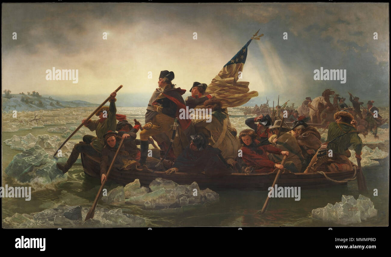 English Washington Crossing the Delaware oil on canvas painting