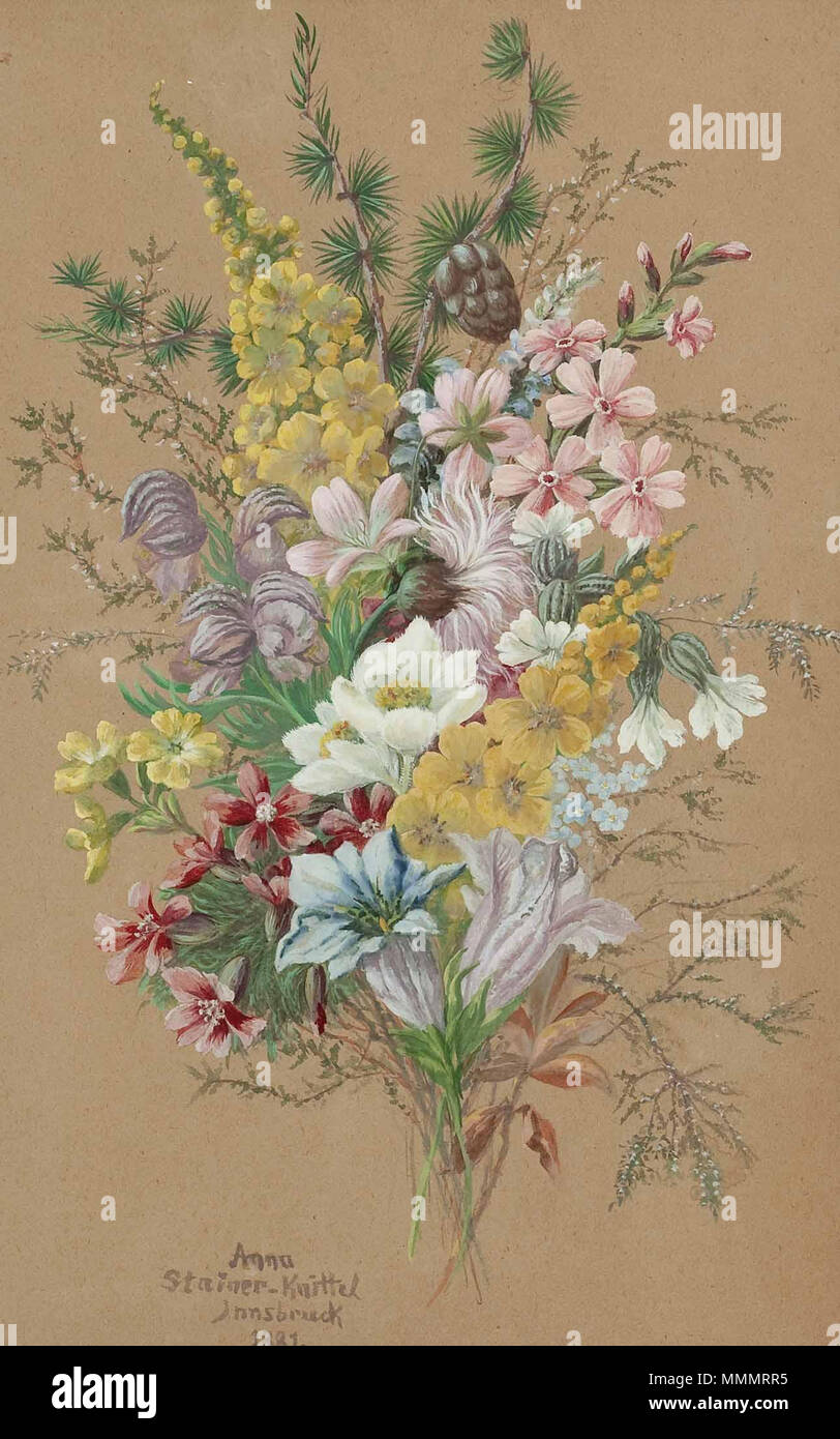 47 Anna Stainer-Knittel Alpenblumenstrauß 1889 Stock Photo