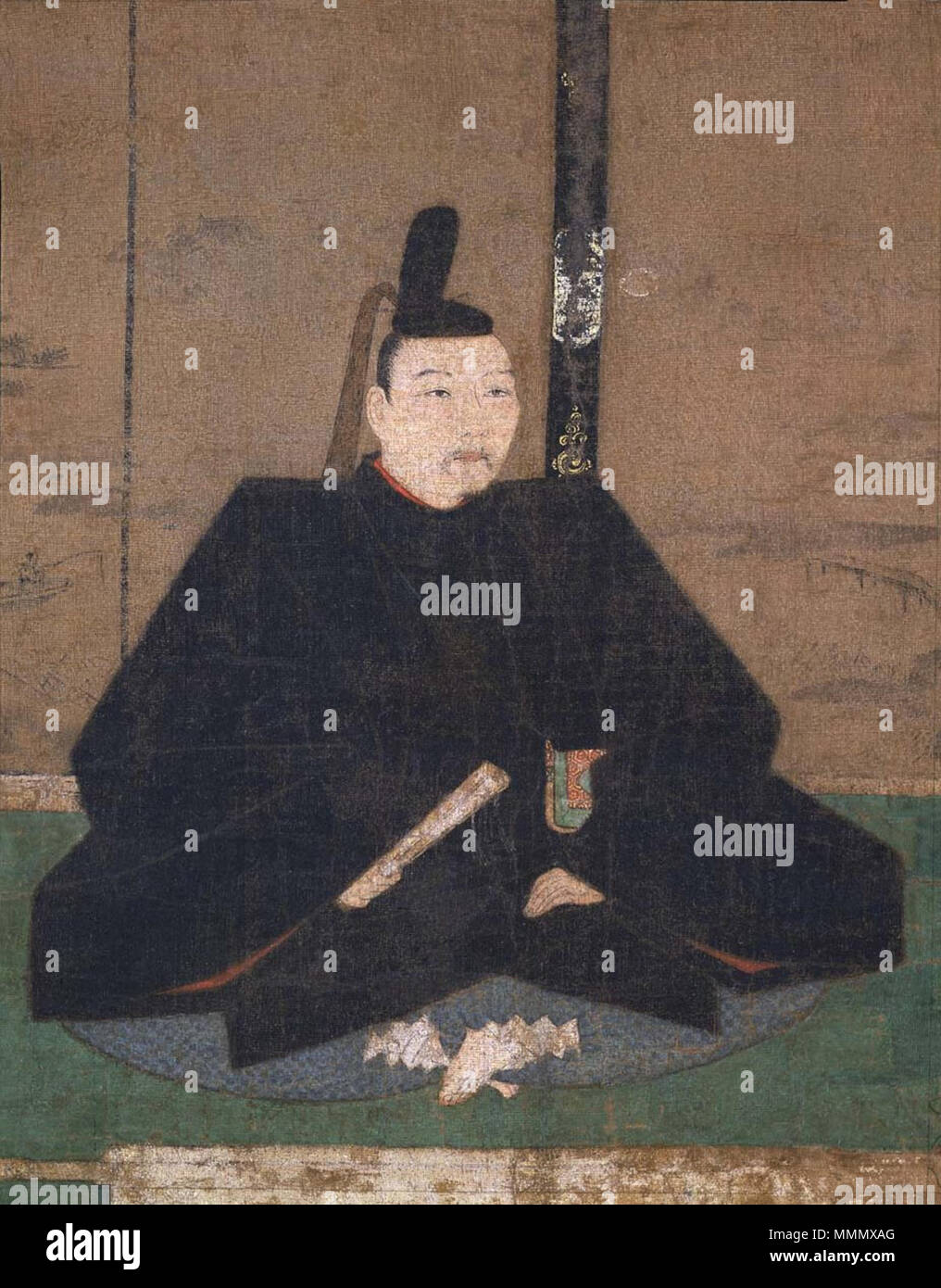 English: Portrait said to be of Ashikaga Yoshimasa (detail) 日本語