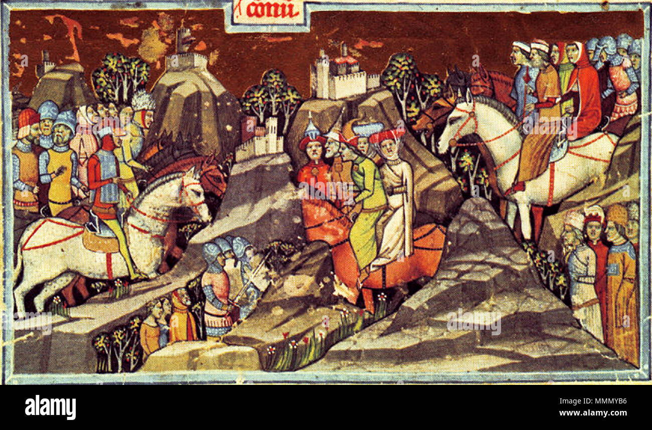 . English: Cumans arriving to Hungary. . 14th century. Kálti Márk ...