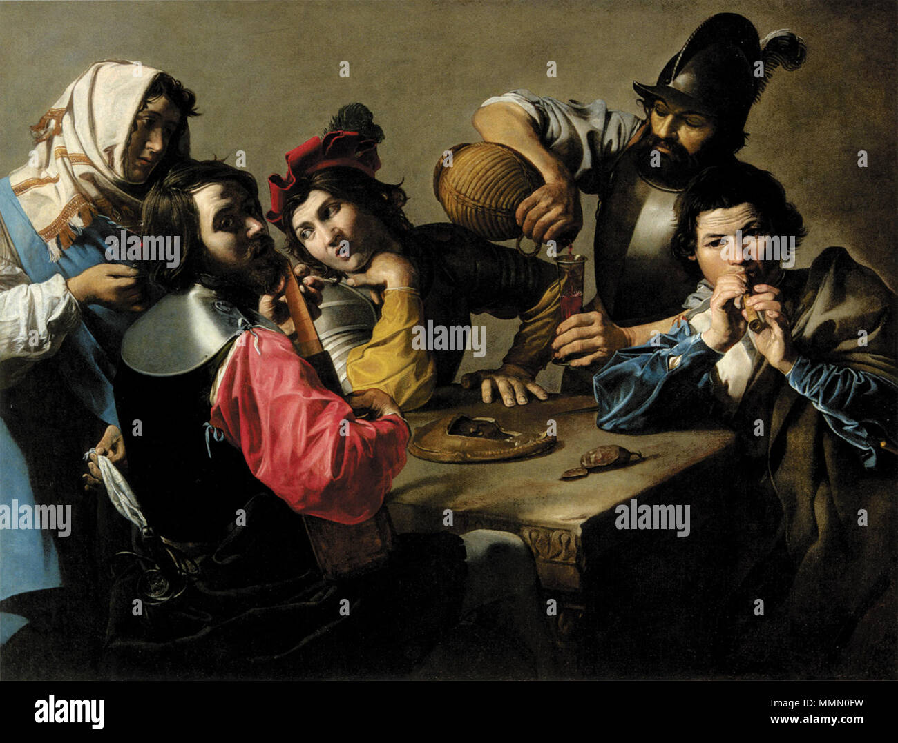. English: Concerto  . circa 1615. Valentin de Boulogne - Indianapolis, Museum of Art Concerto - V. de Boulogne Stock Photo