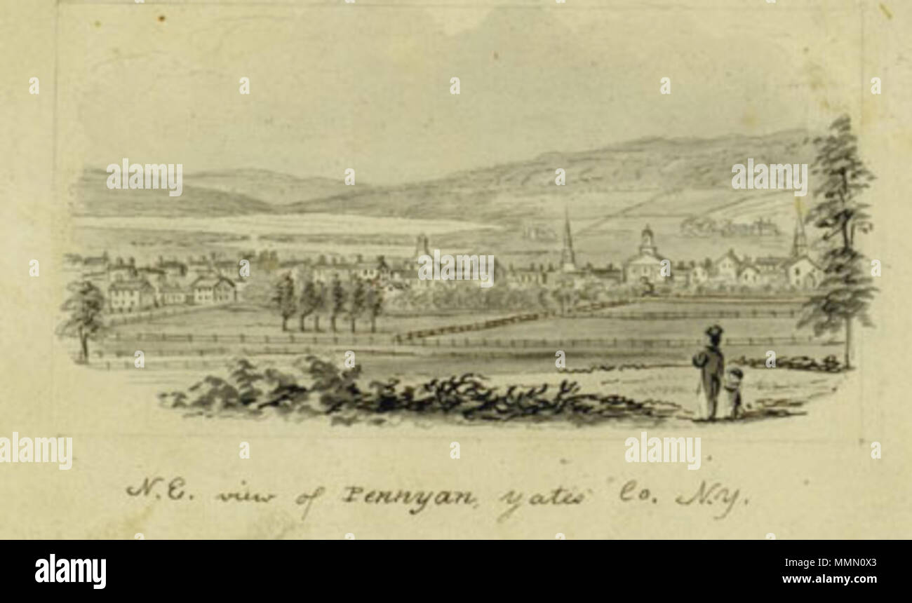 . English: N.E.View of PENN YAN, Yates Co., N.Y. (circa 1856-1860)  . between circa 1856 and circa 1860. John Warner Barber 72 BarberJohnWarnerPennYan Stock Photo
