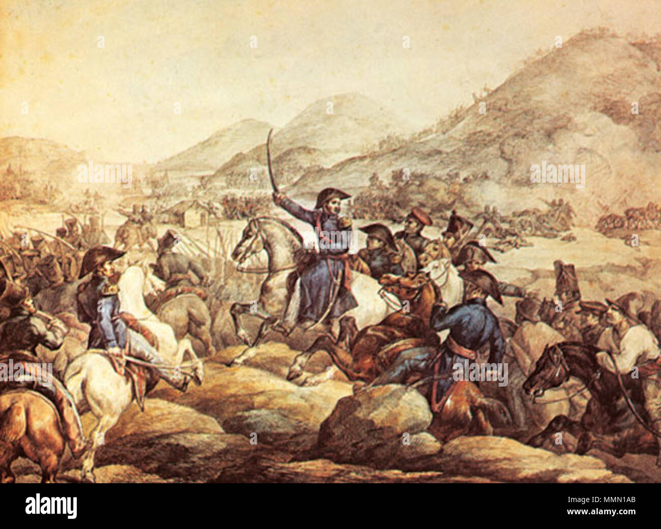 .  Español: José de San Martín en la Batalla de Chacabuco - 1817.  . 19th century. 74 Batalla de Chacabuco Chile Stock Photo