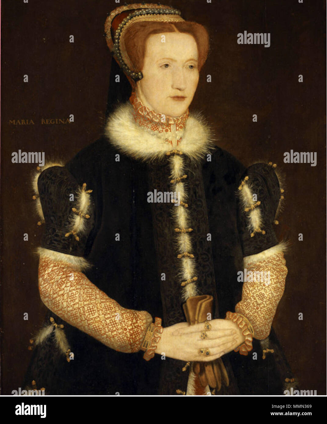 . Bess of Hardwick (later Elizabeth Countess of Shrewsbury) when Mistress St Lo, 1550s. A later inscription incorrectly identifies her as Mary I.  . 1550s. Unknown 82 Bess of Hardwick as Mistress St Lo Stock Photo