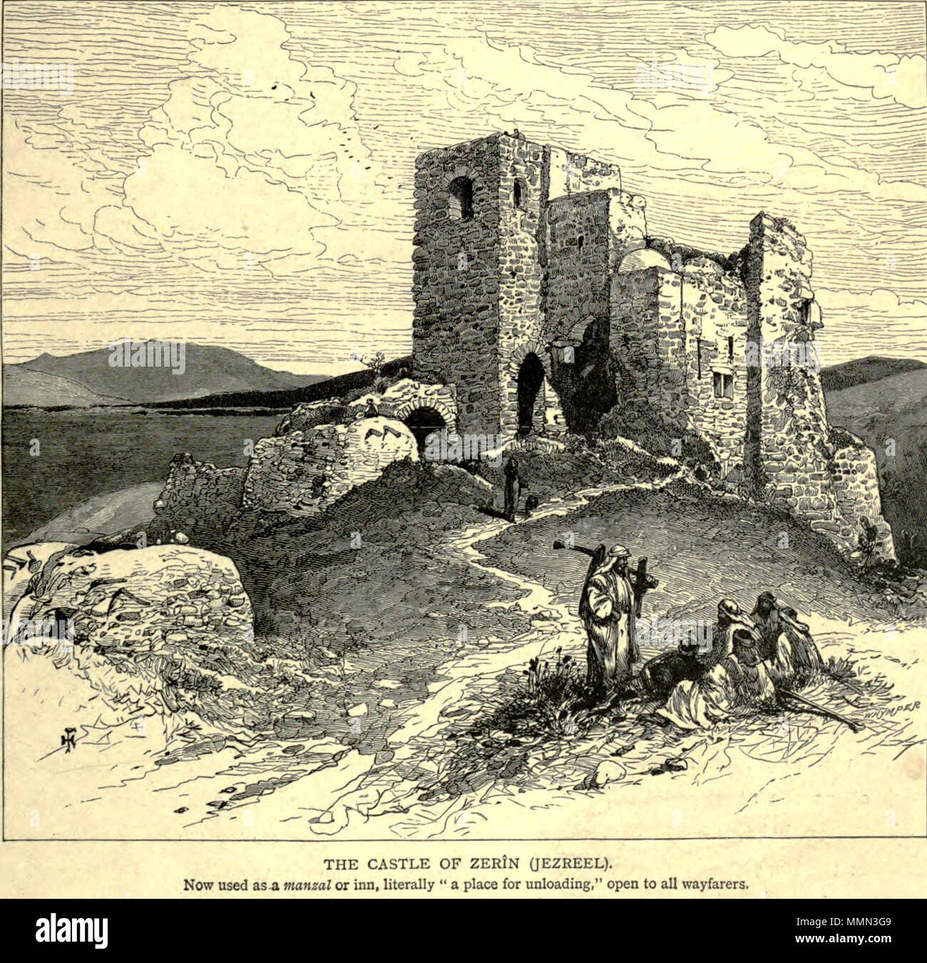 . English: The tower house of the 'Castle of Zir'in' in the 1880s. from: Picturesque Palestine, Sinai and Egypt ([1881-84]), vol II, p.27  . from 1881 until 1884. Creator: Woodward, J. D. -- Artist Additional Name: Wilson, Charles William, Sir, 1836-1905 -- Author 84 Bilde 2010-05-01 01-27-21 Stock Photo