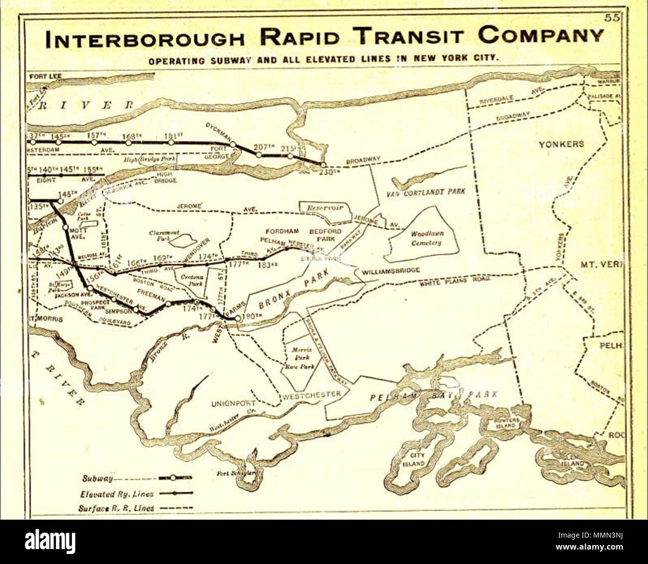 . English: This is an IRT map from 1906. Notice how Marble Hill is ...