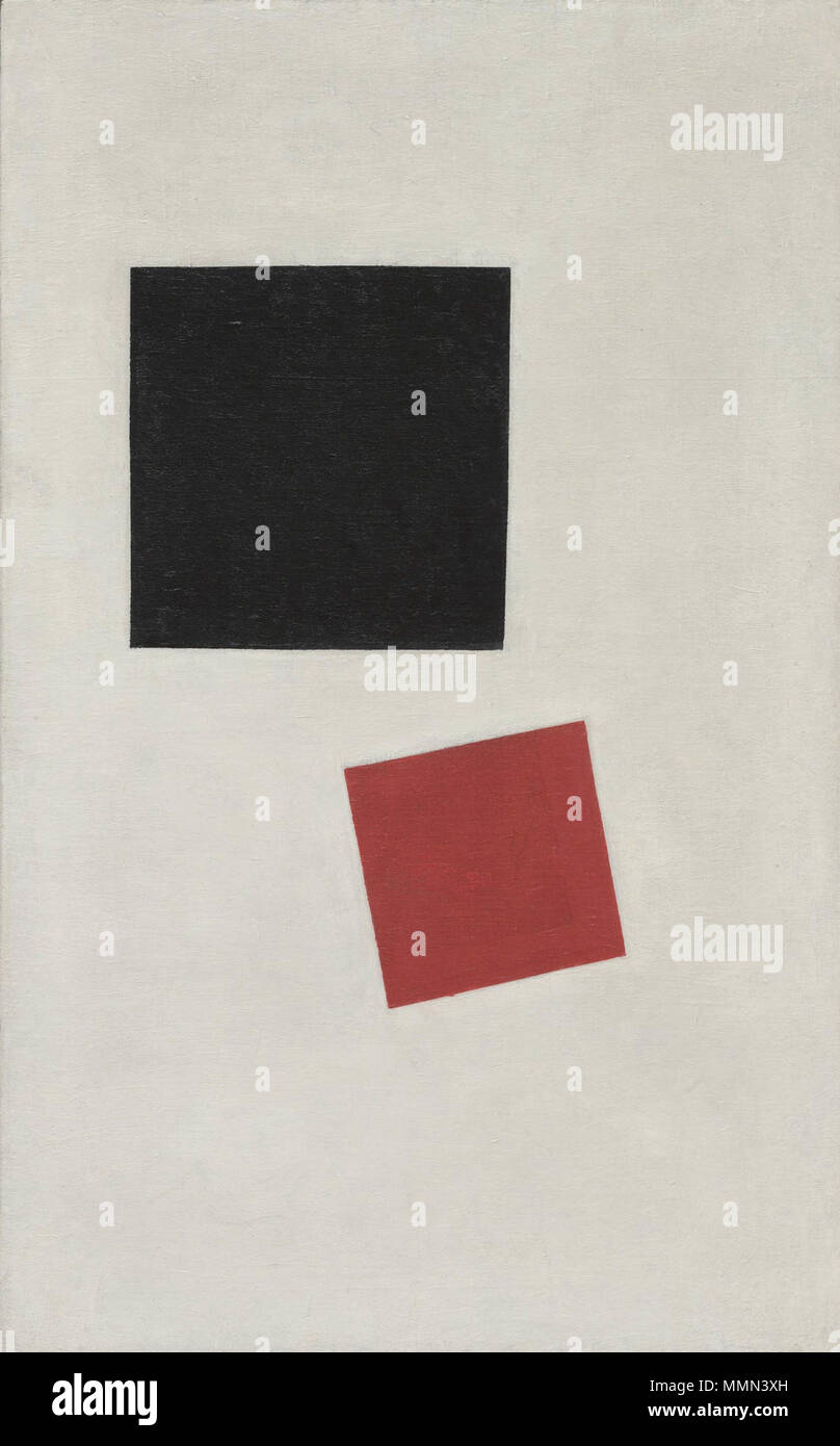 Black Square and Red Square (Painterly Realism of a Boy with a Knapsack - Color Masses in the Fourth Dimension). 1915. 86 Black Square and Red Square (Malevich, 1915) Stock Photo