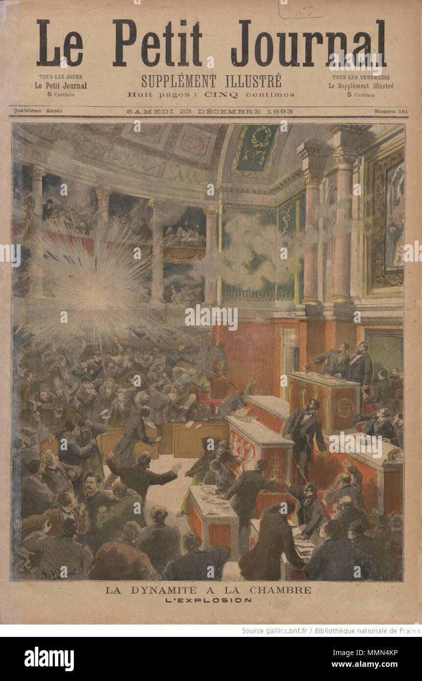 . English Artist's rendition of the bomb thrown in the French National