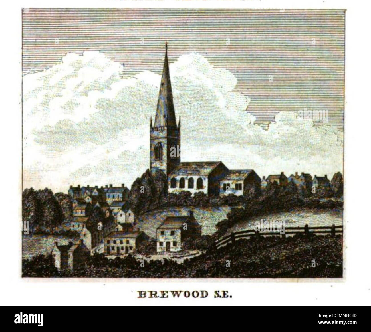 . Deutsch: Kirch von Bredwood um 1796 98 Brewood church Stock Photo