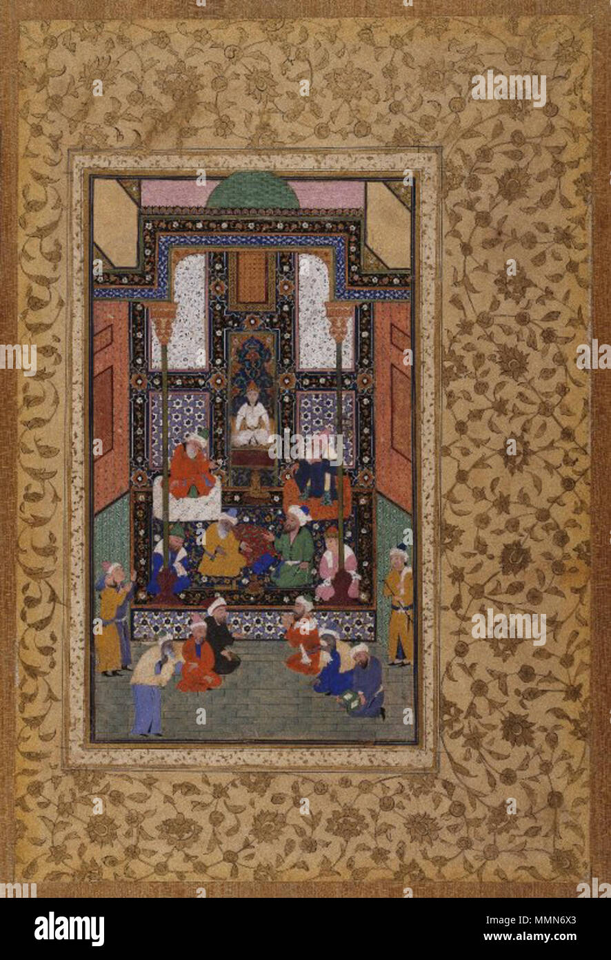 Sa'di's Visit to an Indian Temple, folio from a manuscript of the Bustan by Sa'di. between 1550 and 1600. 101 Brooklyn Museum - Sa'di's Visit to an Indian Temple folio from a manuscript of the Bustan by Sa'di Stock Photo