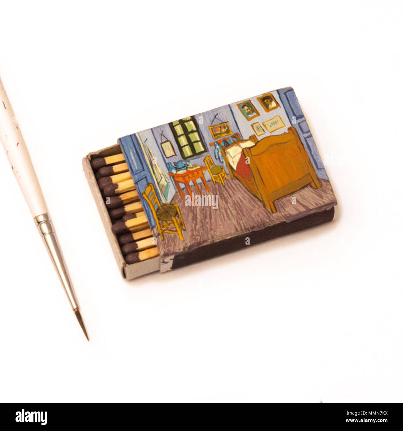 Painting Of Bedroom In Arles By Van Gogh On A Matchbox By
