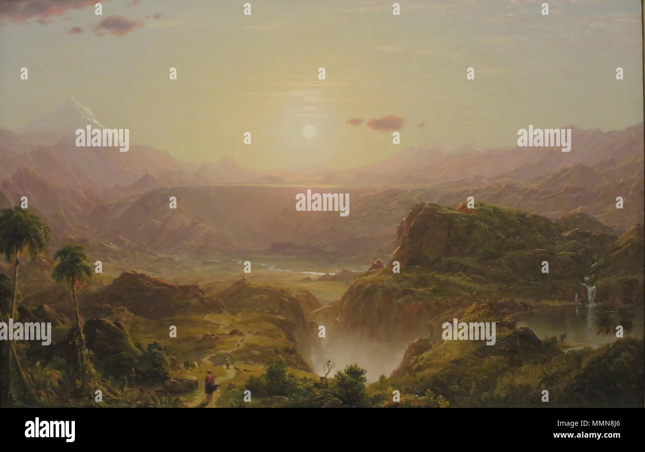 . English: The Andes of Ecuador — oil on canvas painting by Frederic Edwin Church, 1855, Honolulu Museum of Art accession 56221  . 1855.   Frederic Edwin Church  (1826–1900)     Alternative names Frederick Edwin Church  Description American painter, traveller and landscape painter  Date of birth/death 4 May 1826 7 April 1900  Location of birth/death Hartford New York City  Authority control  : Q366212 VIAF:?42087786 ISNI:?0000 0001 2129 9599 ULAN:?500115265 LCCN:?n81068777 NLA:?35028323 WorldCat 'The Andes of Ecuador', oil on canvas painting by Frederic Adwin Church, 1855, HAA Stock Photo