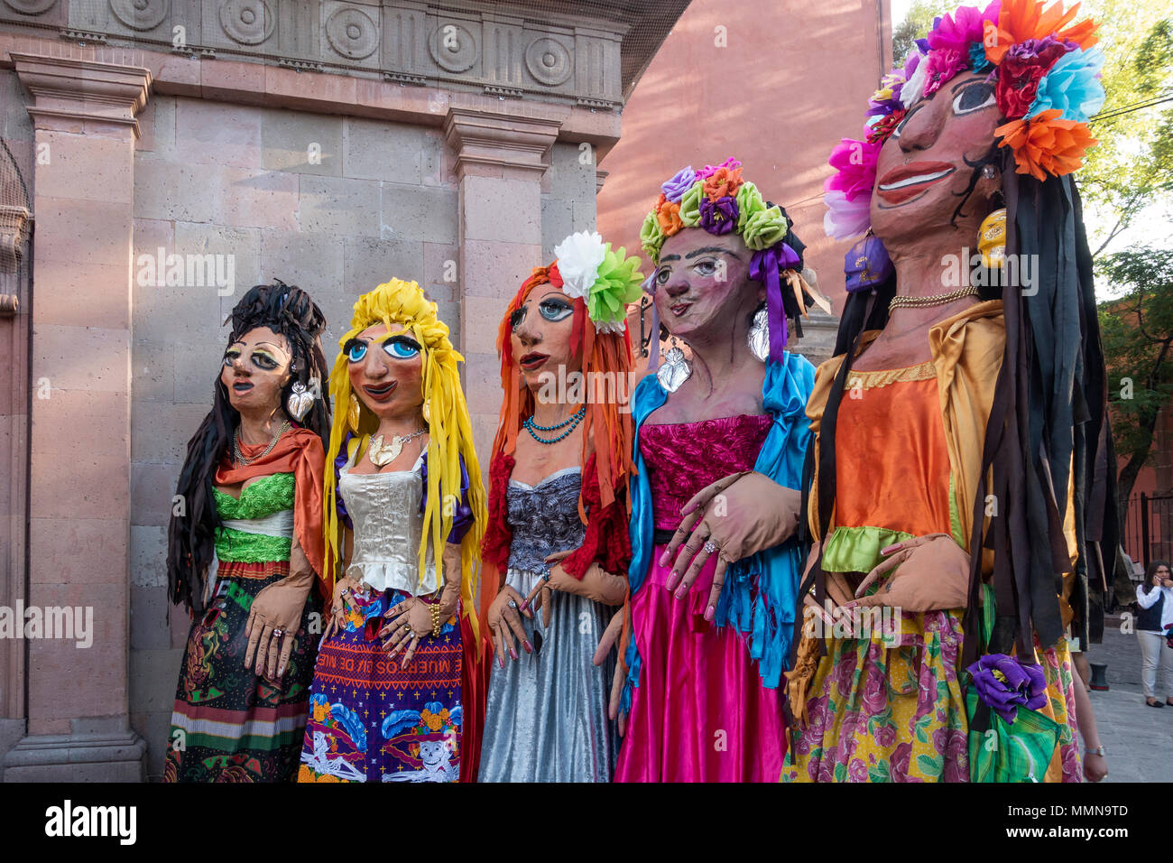 Giant puppets called mojigangas in San Miguel de Allende, Mexico Stock Photo