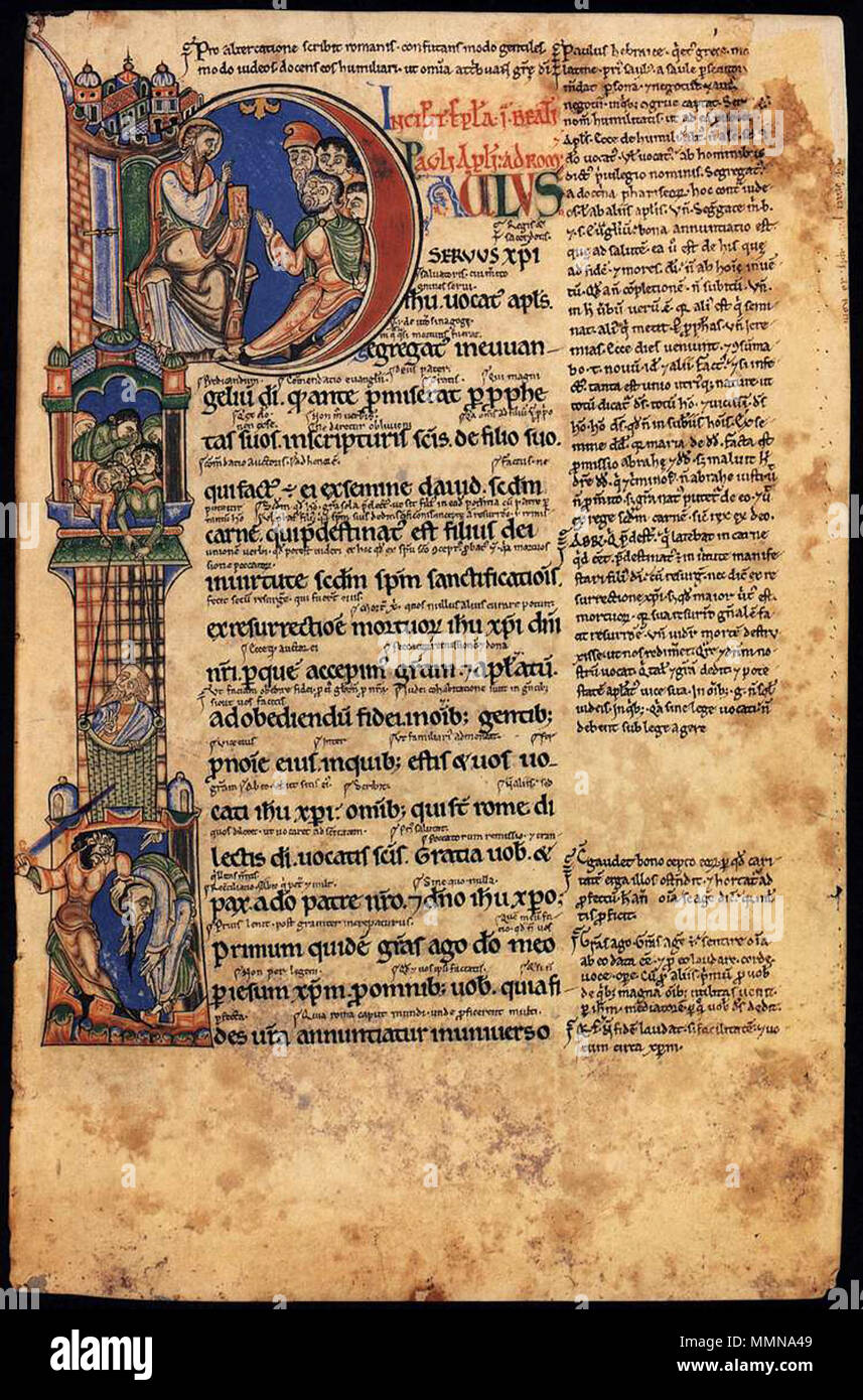 Epistles of St Paul with Gloss. circa 1150. 12th-century painters - Epistles of St Paul with Gloss - WGA15727 Stock Photo