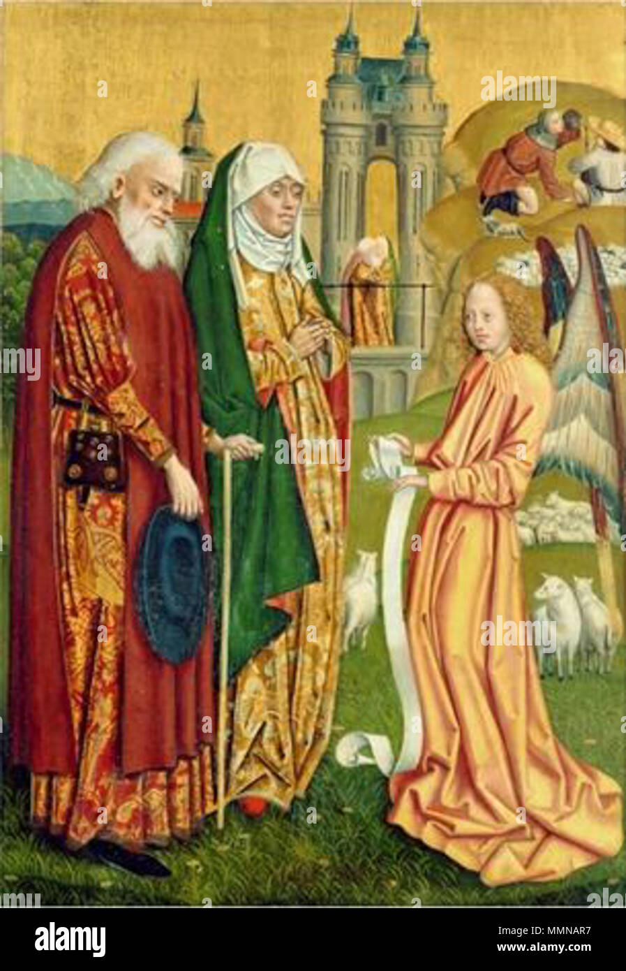 The Annunciation to Joachim and Anne.. 1499. Stumme Annunciation to