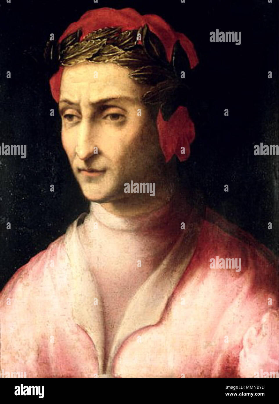 Portrait of Dante Alighieri (1265-1321).. second half of 16th century. Italian Dante Alighieri Stock Photo