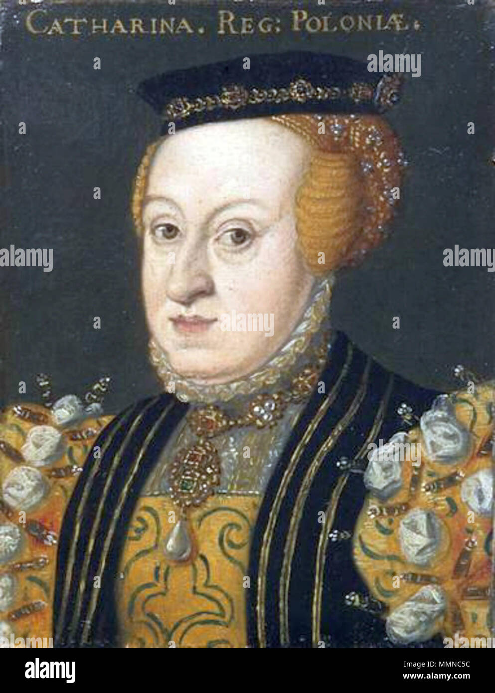 English: Portrait of Catherine of Austria (1533-1572), Queen of Poland. Polski: Portret Katarzyny Austriaczki (1533-1572), królowej Polski. after 1557. Catherine of Austria Stock Photo