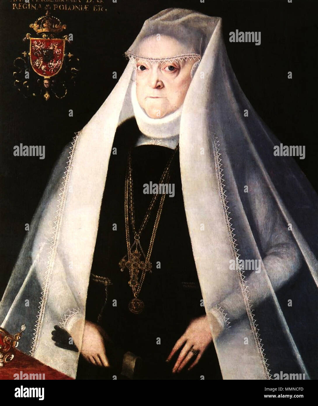 Portrait of Queen Anna Jagiellon as a widow.. after 1586. Kober Anna Jagiellon as a widow Stock Photo