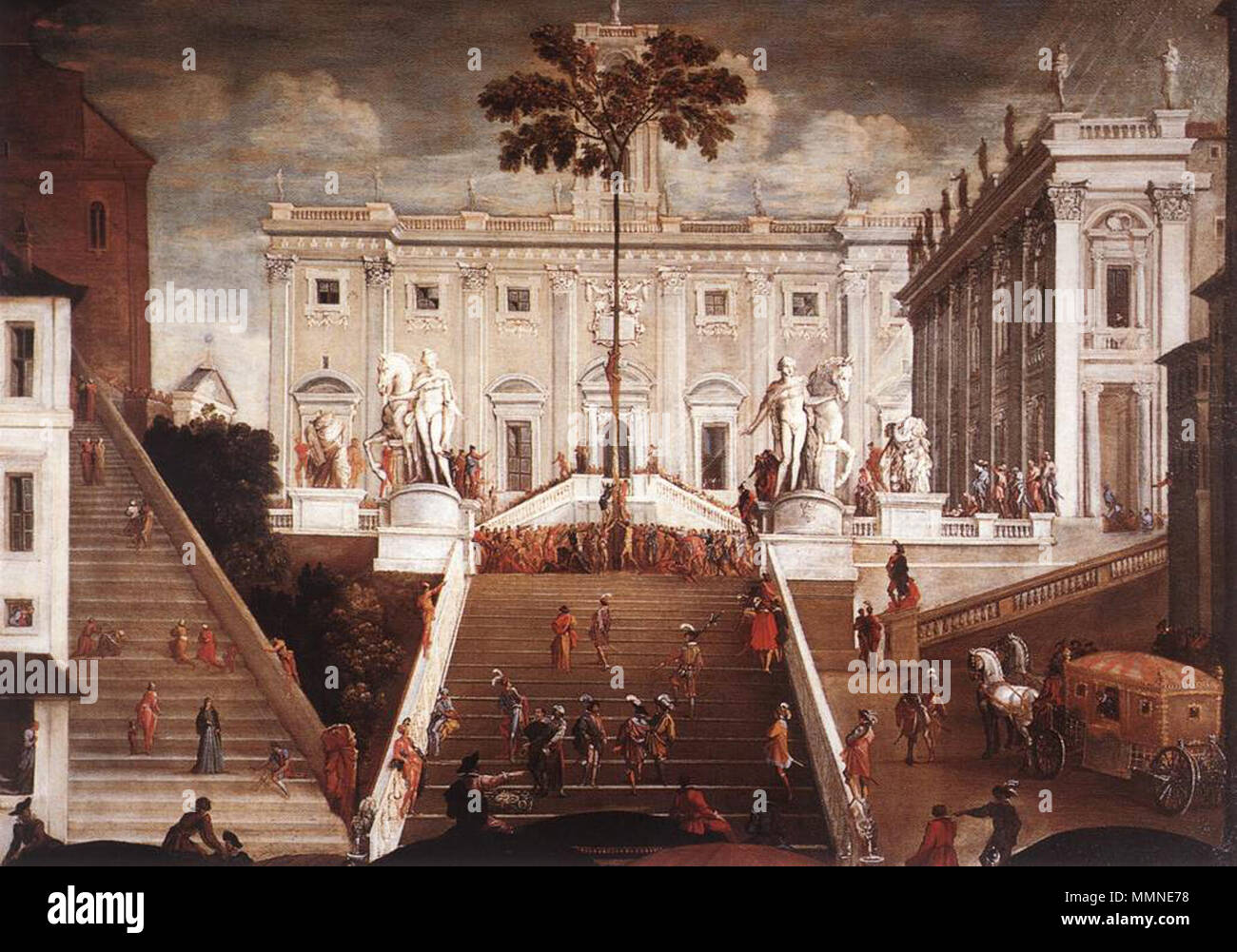 Competition on the Capitoline Hill. 1630s. Agostino Tassi - Competition on the Capitoline Hill - WGA22037 Stock Photo