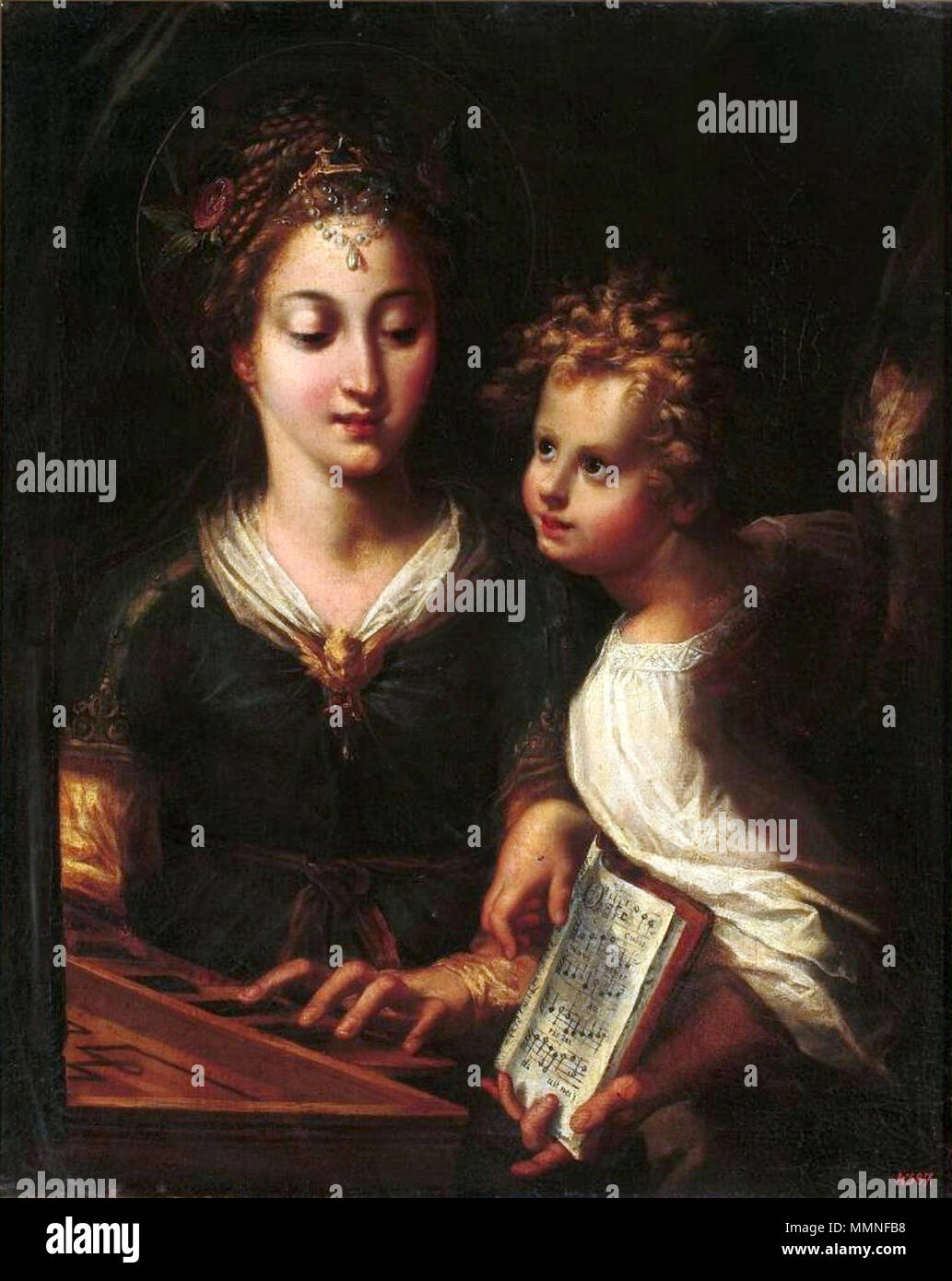 St. Cecilia.. first half of 17th century. Italian St. Cecilia Stock