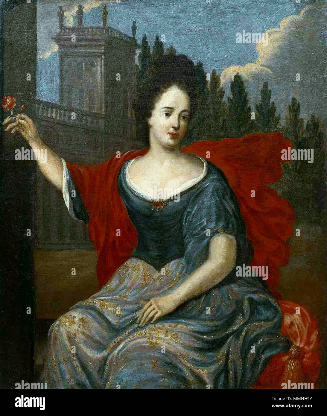 Portrait of Teresa Kunegunda Sobieska against the Wilanów Palace