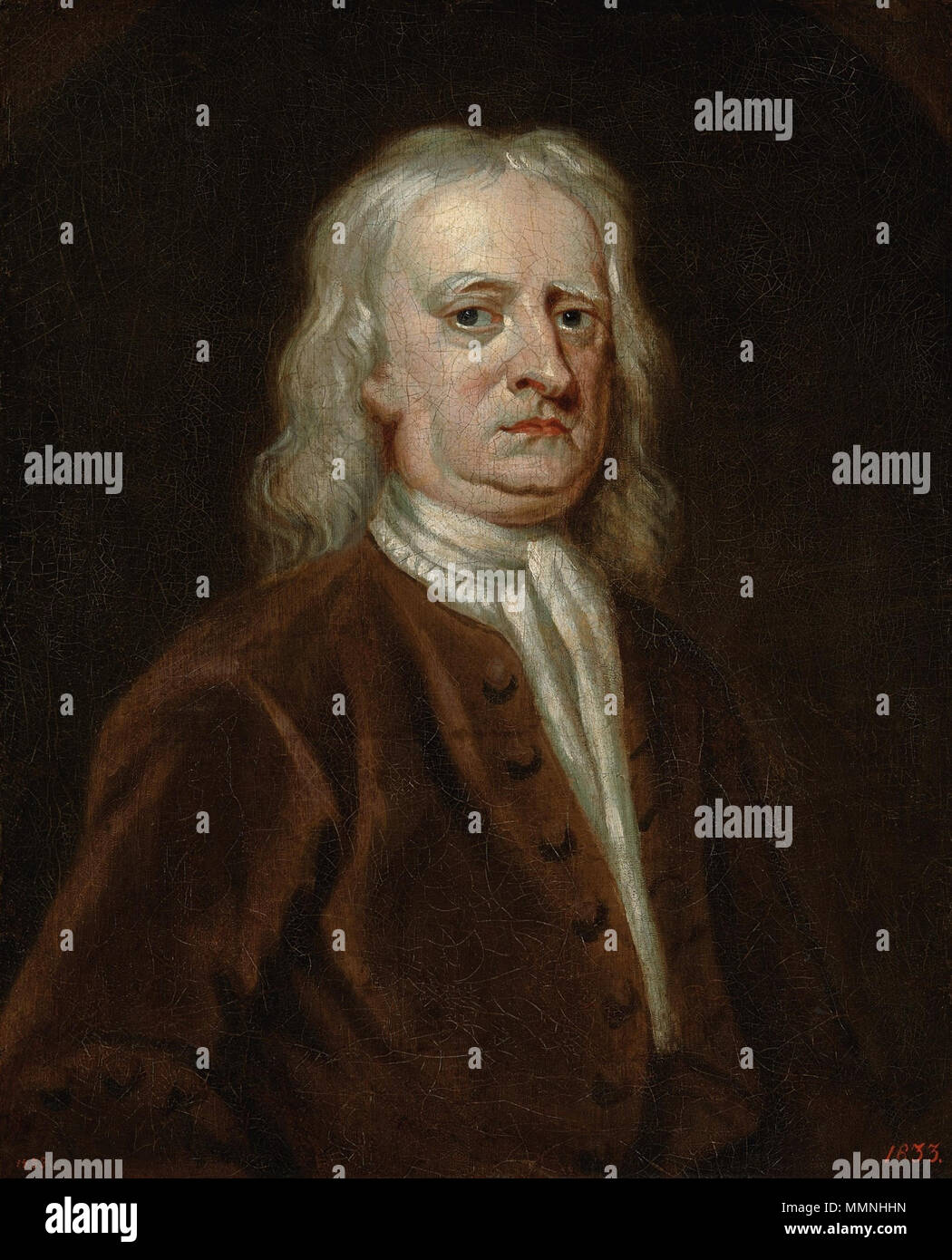 Portrait of Isaac Newton.. first quarter of 18th century. Kneller Isaac Newton Stock Photo