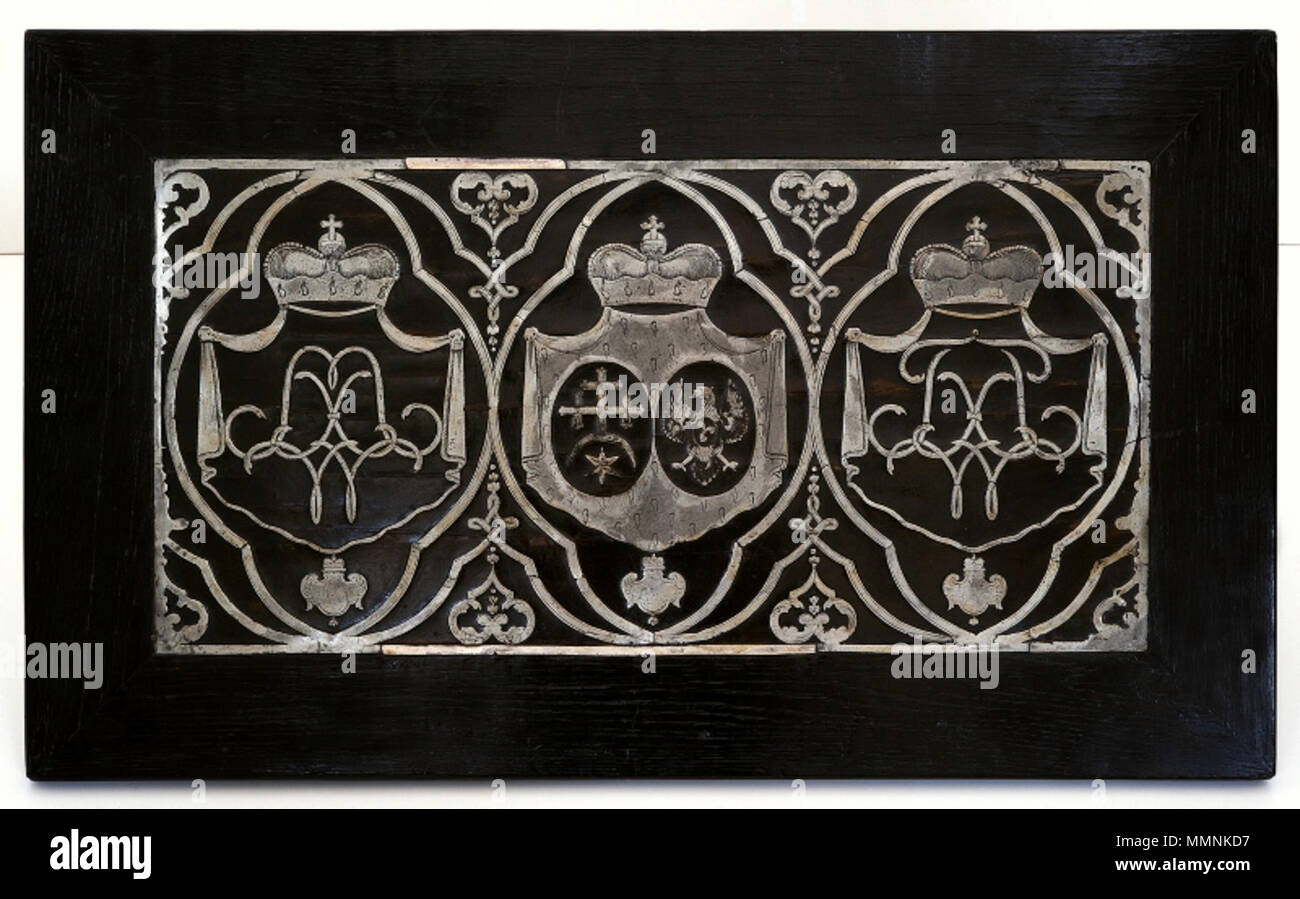 Table with coat of arms and monograms of Tekla Wi?niowiecka née Radziwi??  and Micha? Serwacy Wi?niowiecki.. between 1741 and 1744. Her Table with coat  of arms and monograms 03 Stock Photo - Alamy