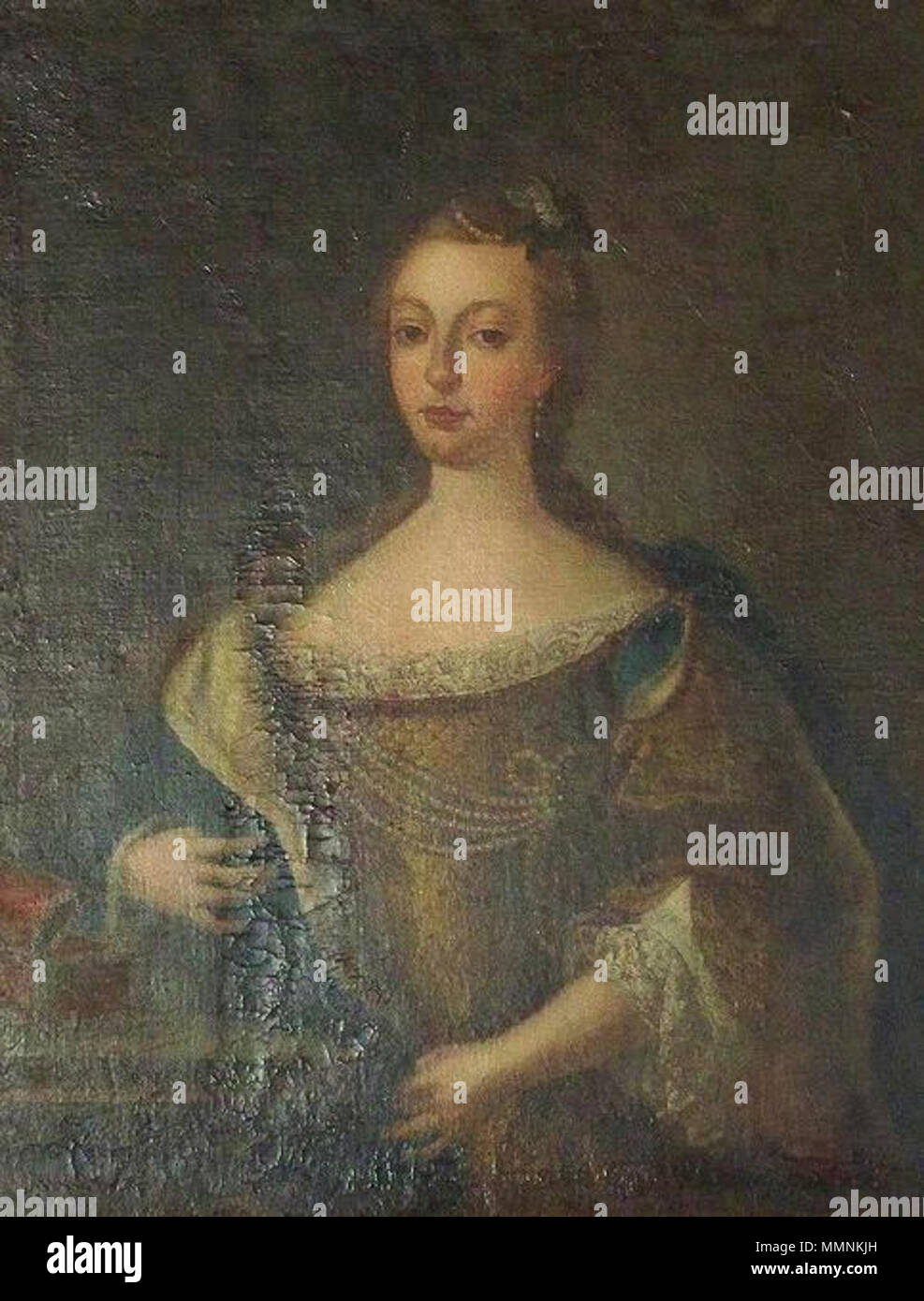 .  English: Mariana Victoria of Spain while Princess of Brazil  . circa 1745. Painting of Mariana Victoria of Spain while Princess of Brazil by Francisco Pavona Stock Photo