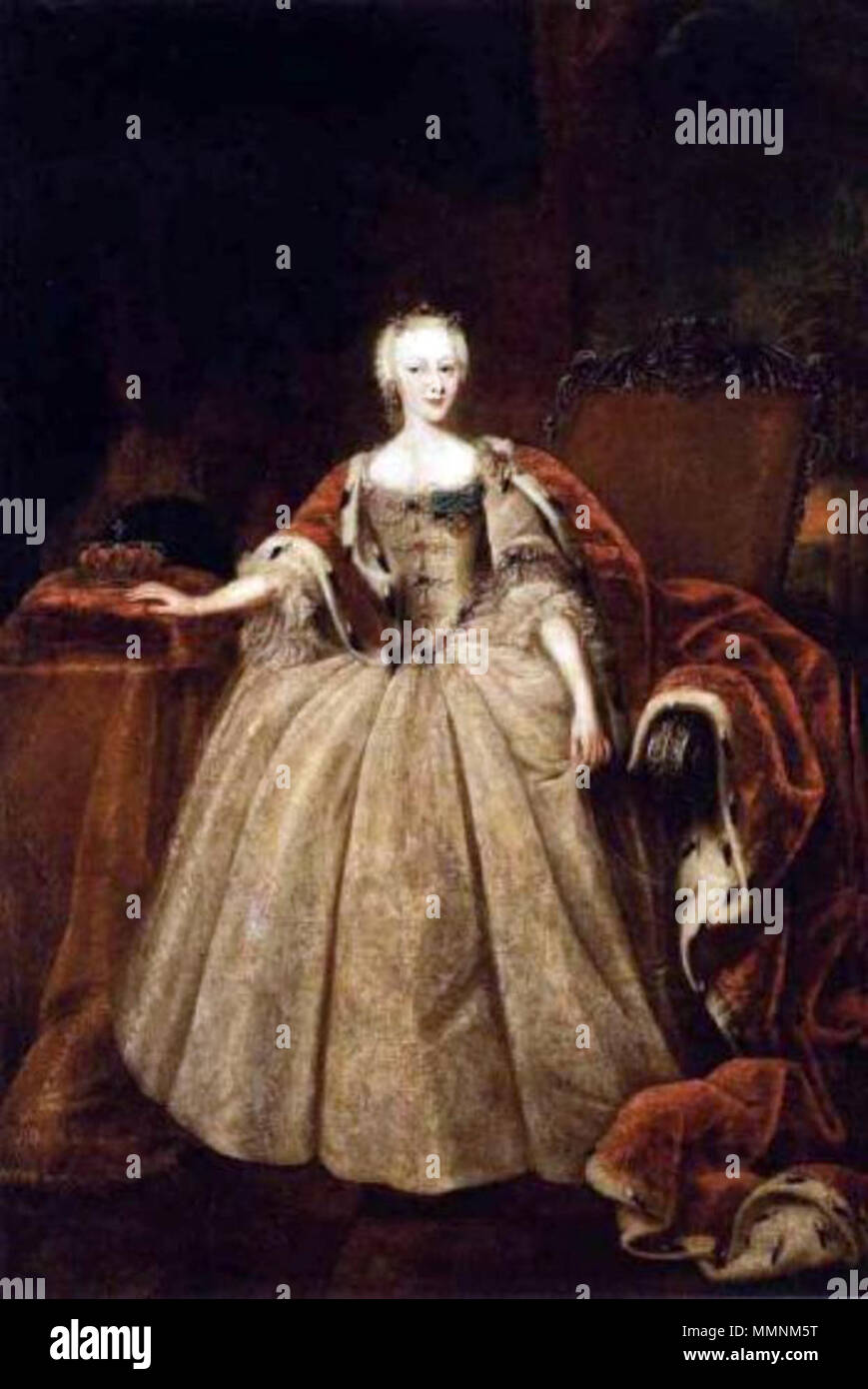 English: Portrait of Princess Louise of Denmark (1726–1756)), Duchess of Saxe-Hildburghausen . before 1756. Portrait of Princess Louise, daughter of Christian VI Stock Photo