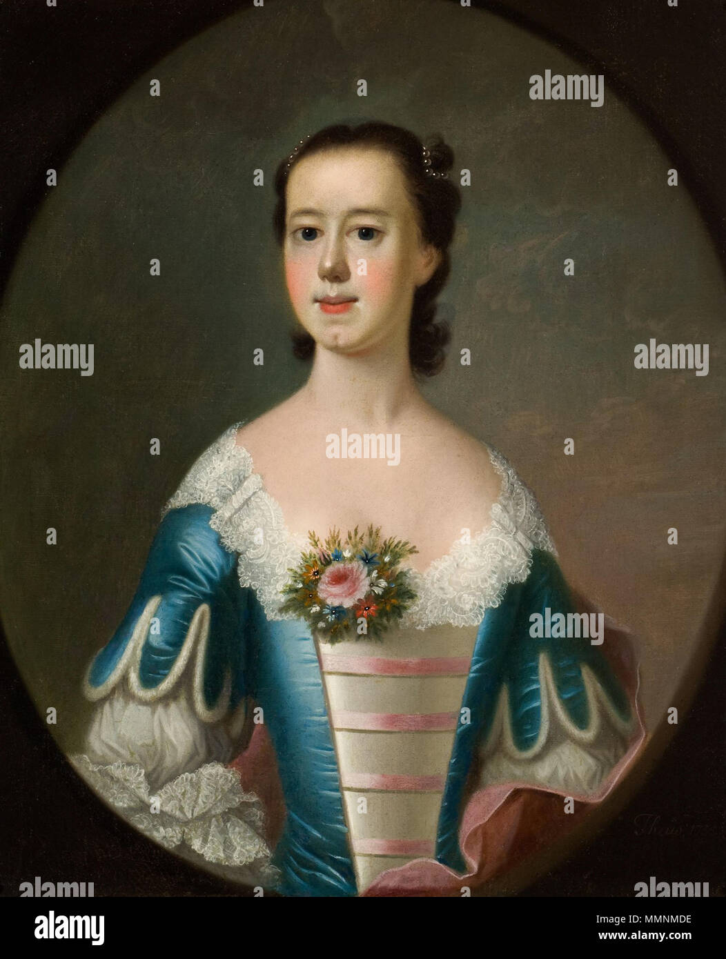 .  English: 'Mrs. Thomas Lynch'. Courtesy of Reynolda House Museum, Winston-Salem, North Carolina.  . 1755. Mrs Thomas Lynch Jeremiah Theus Stock Photo