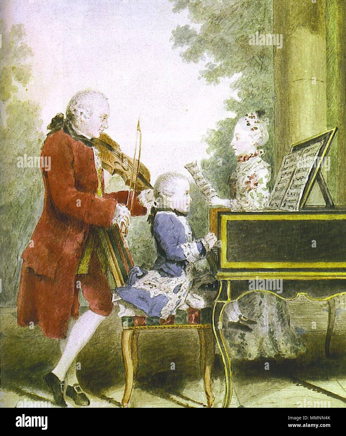 Leopold Mozart and his children, Wolfgang and Maria Anna. 176364