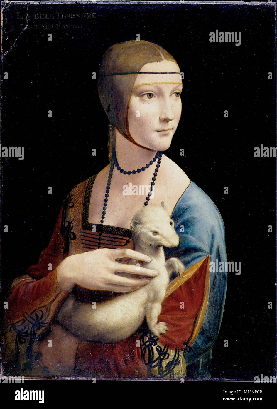 Lady with an Ermine (Portrait of Cecilia Gallerani)[1][2]. circa 1490[2] (between 1483 and 1490). Dama z gronostajemFXD Stock Photo