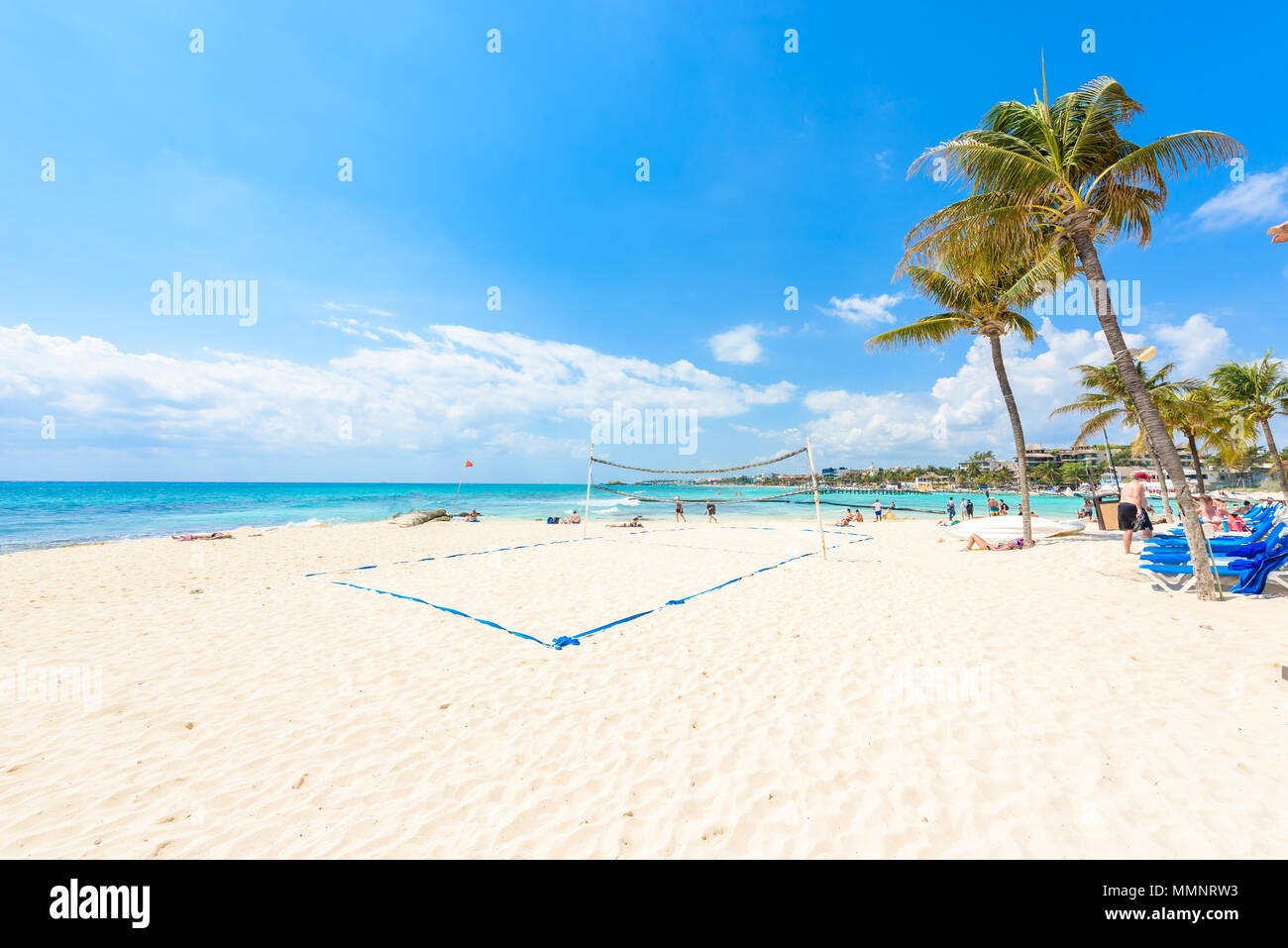 Playa del Carmen paradise beach and city at caribbean coast of