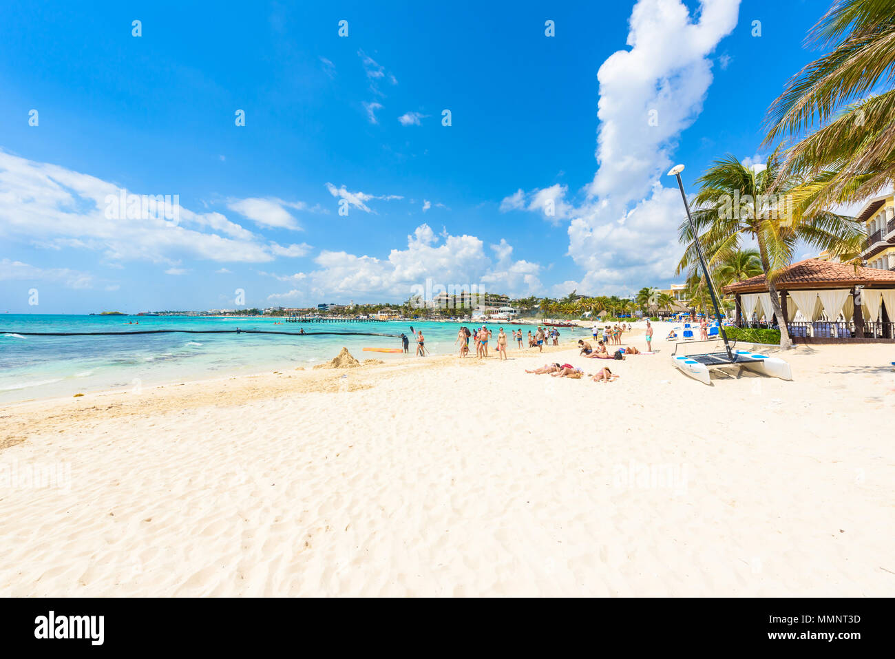 Playa del Carmen paradise beach and city at caribbean coast of