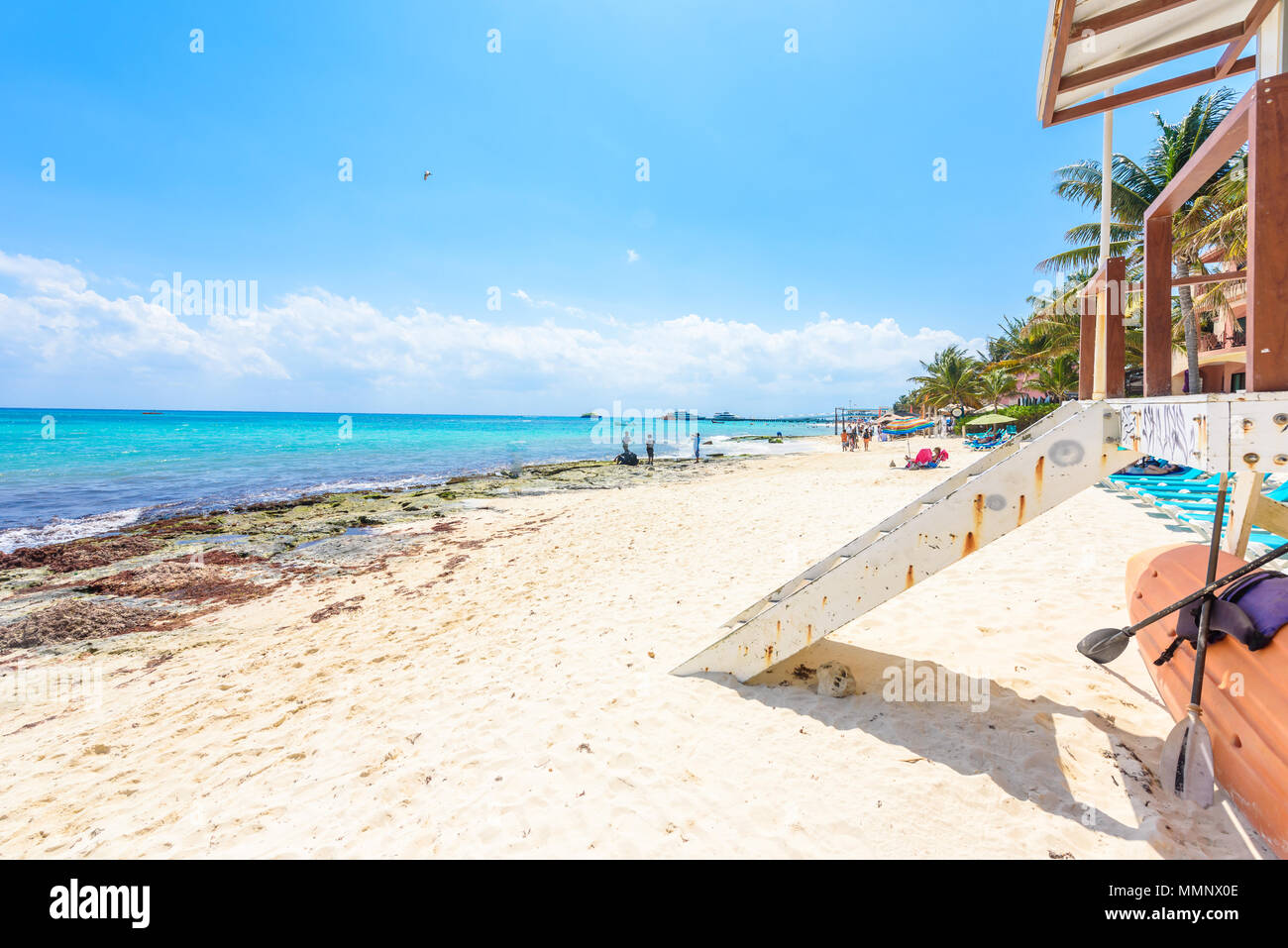 Playa Del Carmen Paradise Beach And City At Caribbean Coast Of Quintana Roo Mexico Stock