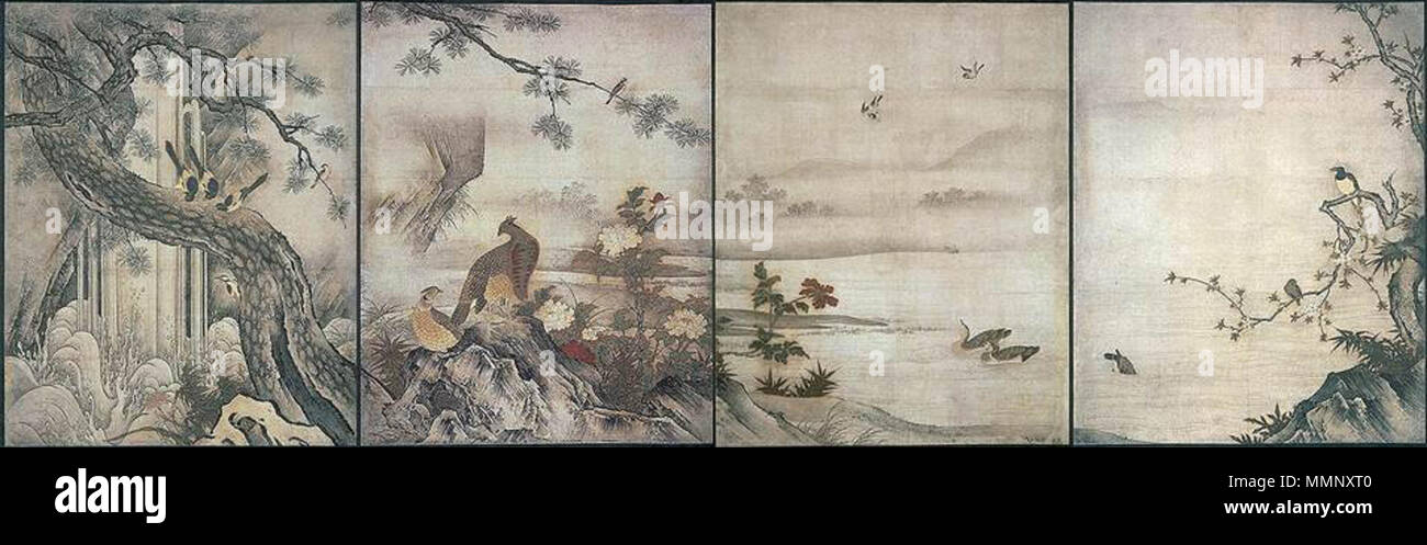 Espanol Kanō Motonobu Flowers And Birds Of The Four Seasons 1513 139x170 Cm Daisen In Daitoku Ji Kyoto Now In Kyoto National Museum 1513 Kan Motonobu 1476 1559 Eitoku Daisenin Stock Photo Alamy