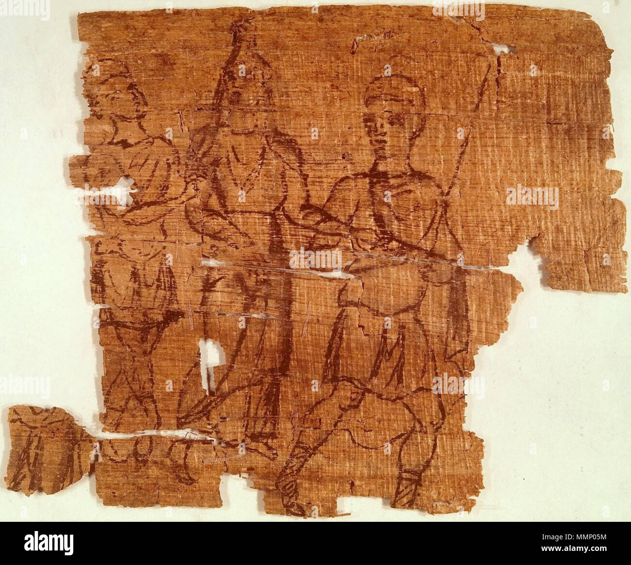 . English: Papyrus fragment with a drawing of a scene from Iliad (Canto ...