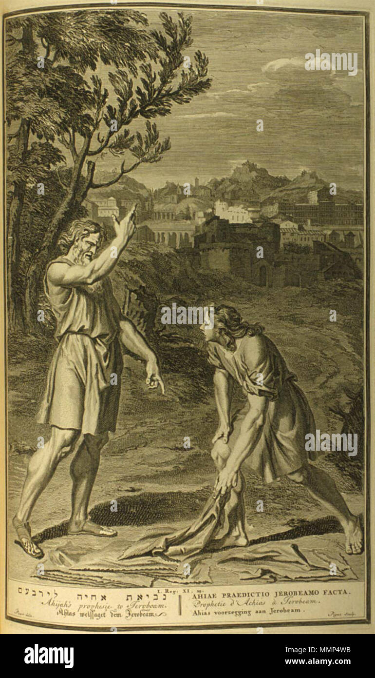 . Ahijah's prophesie to Jeroboam  . 1728. Gerard Hoet (1648-1733) Ahijahs and Jeroboam Stock Photo