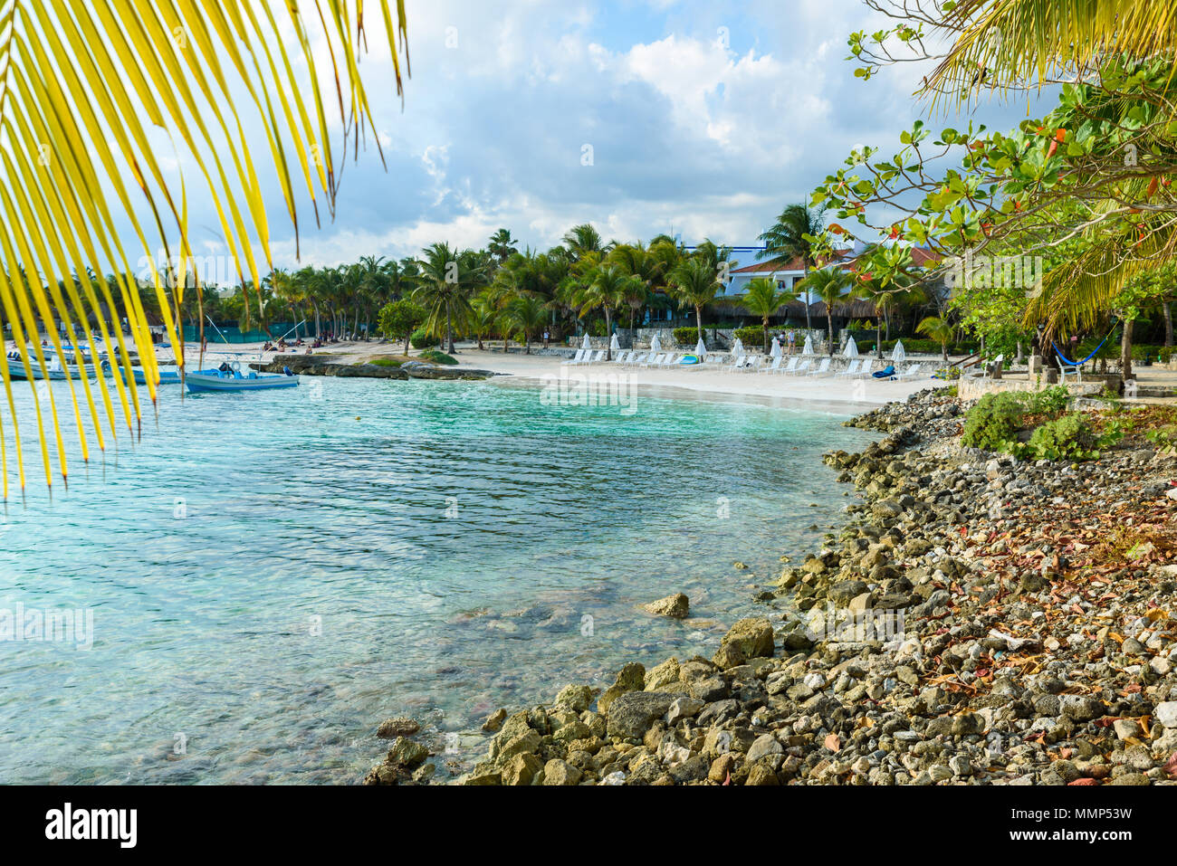 Akumal paradise bay at Akumal with tropical beach in Quintana Roo, Mexico turtle beach at