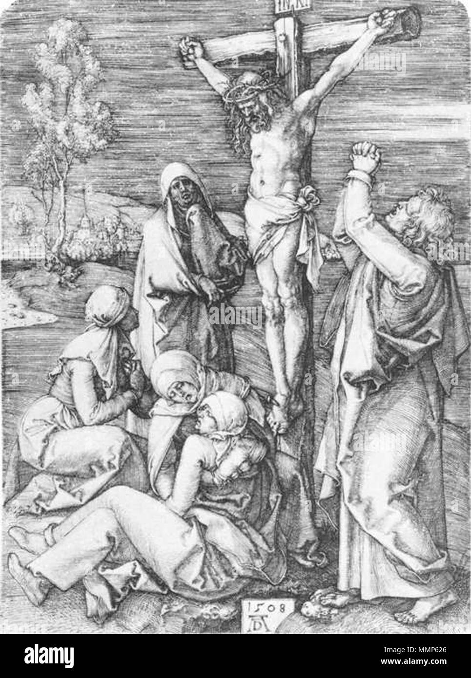 Crucifixion of christ painting Black and White Stock Photos & Images ...