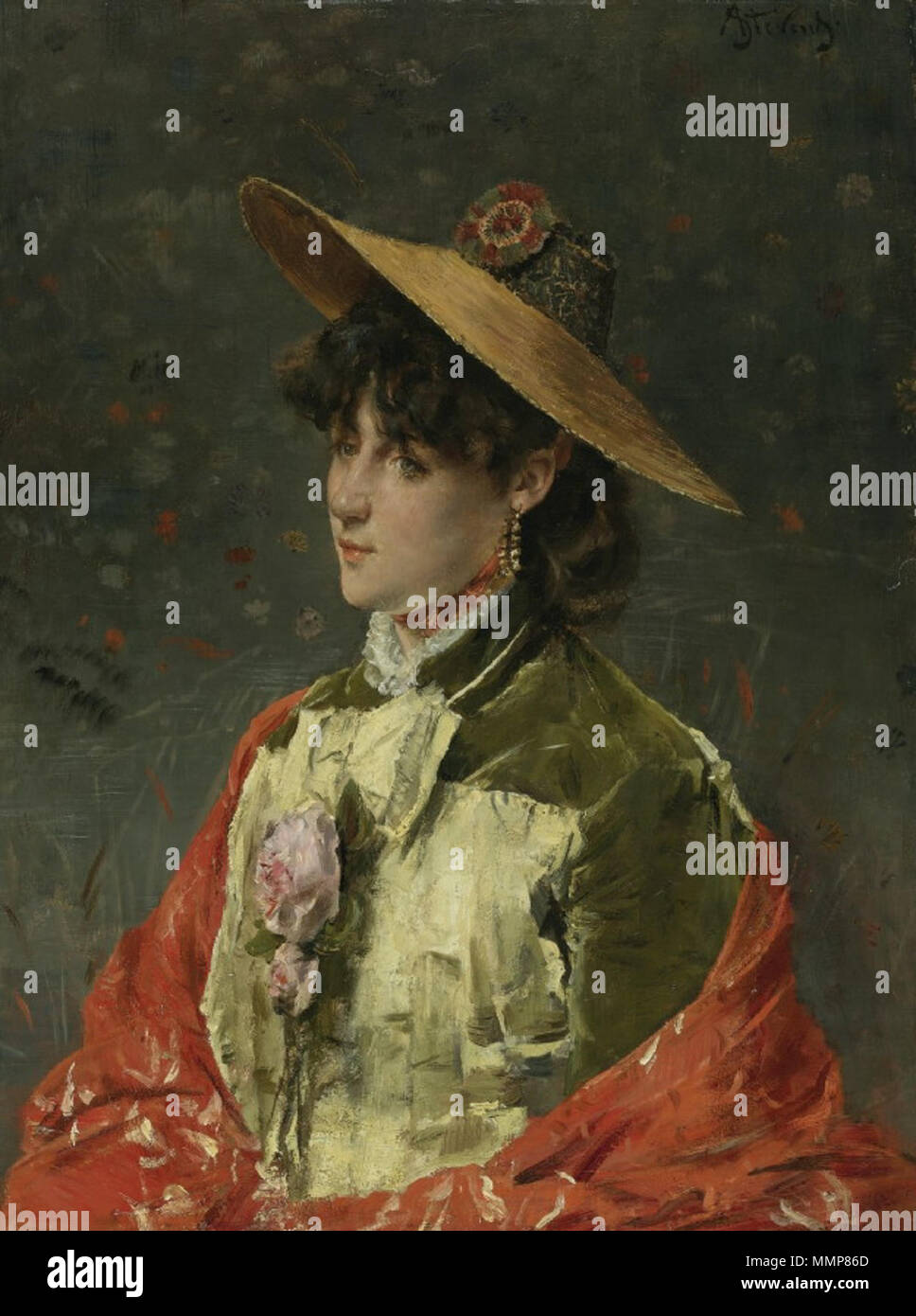 Français : Femme au chapeau de paille Alfred Stevens - Femme au chapeau de  paille Stock Photo - Alamy