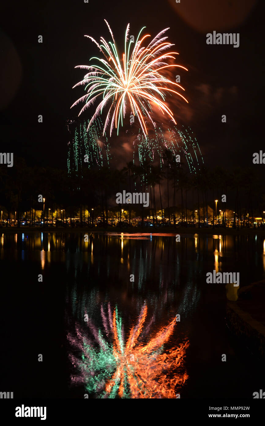 Fireworks display for the American Independence Day on 4th of July at