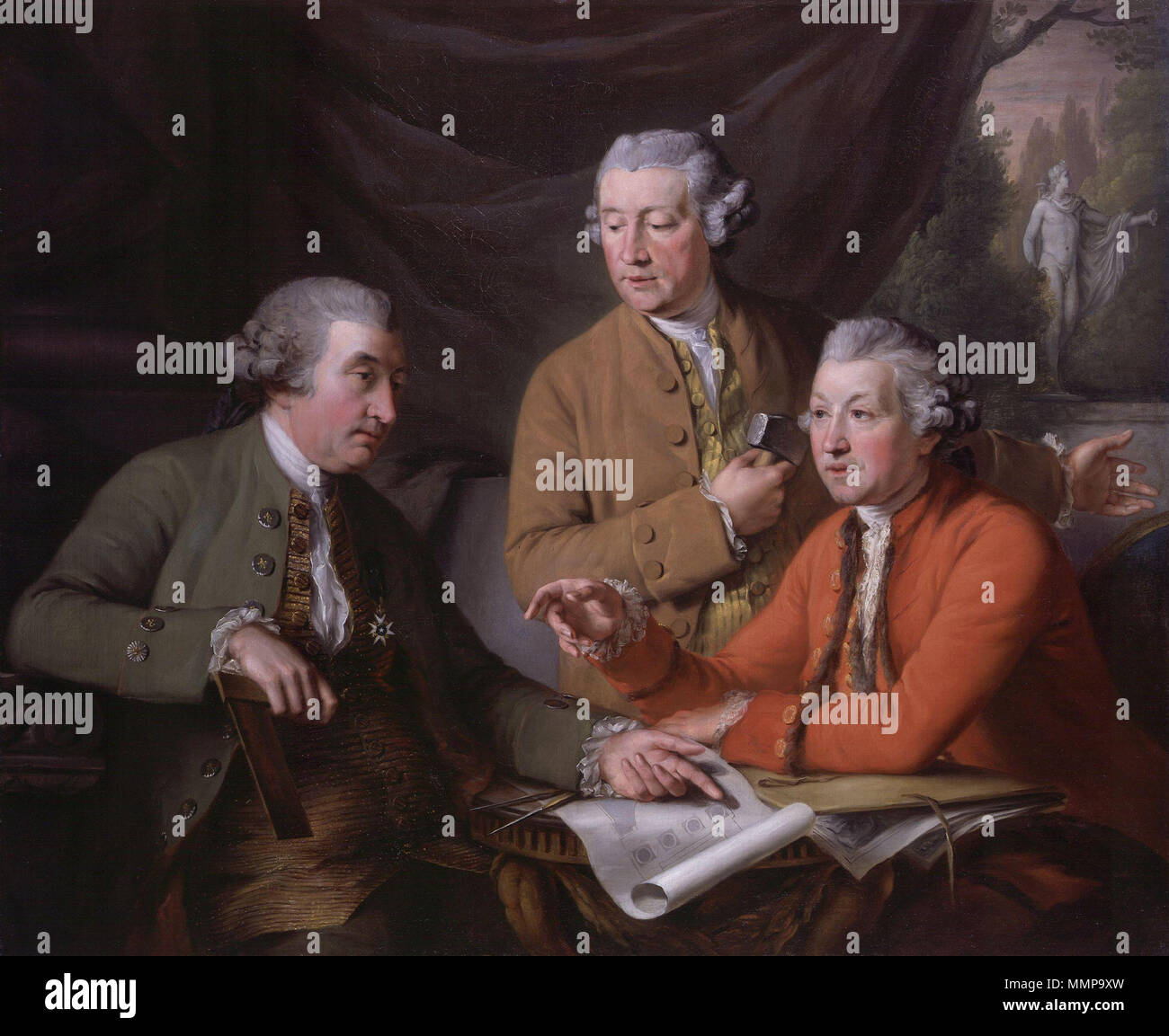 . See source website for additional information.  Sir William Chambers; Joseph Wilton; Sir Joshua Reynolds. 1782. Sir William Chambers; Joseph Wilton; Sir Joshua Reynolds by John Francis Rigaud Stock Photo
