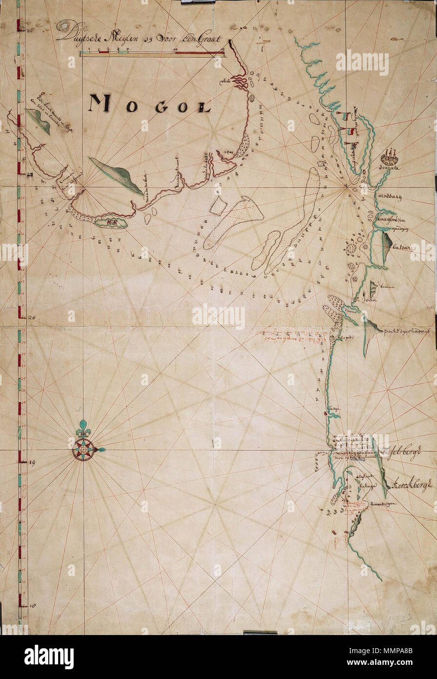 Kaart Van De Kust Bij Xiamen, 1632 Mont Van Der Rivier Chincheo In China  (Titel Op Object) Map Of The Coast Of China In Xiamen May 1632. Right The  Island Of Quemoy.