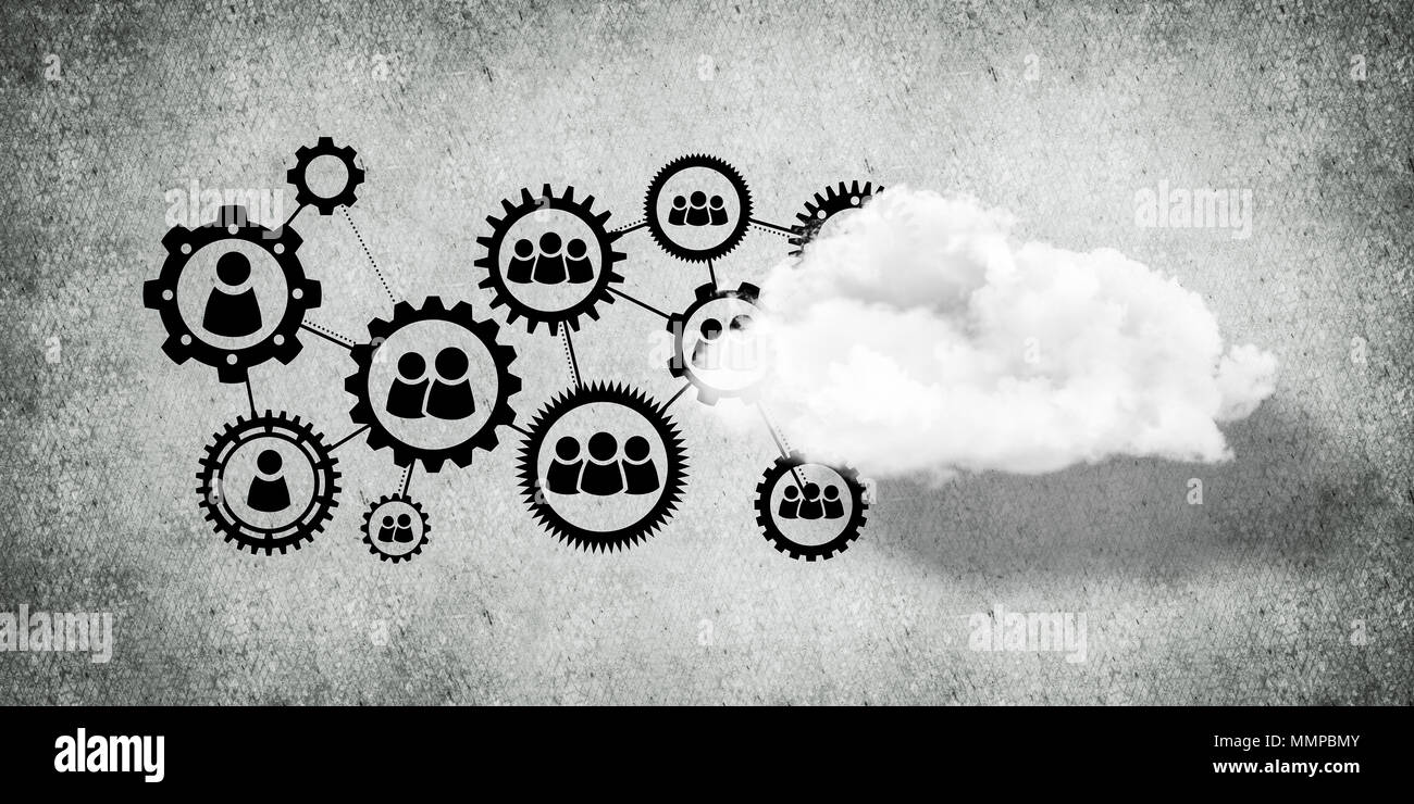 Background image with gears and cloud computing connection concept on ...
