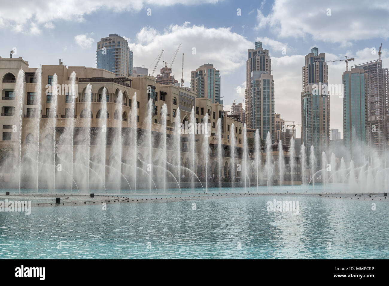 The Dubai Fountain, the world's largest choreographed fountain system in the Dubai Mall shopping