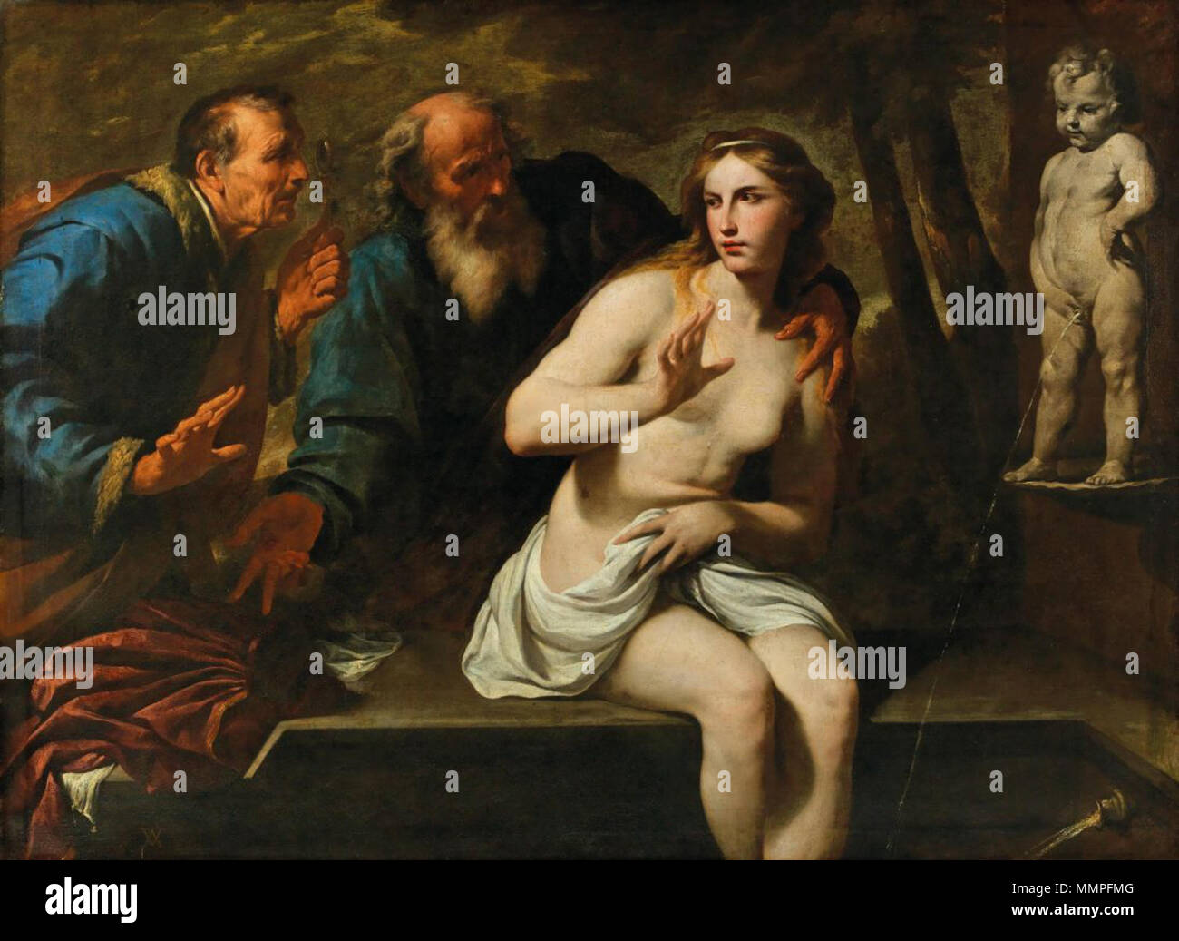 Susanna and the Elders. 1650s. Andrea Vaccaro - Susanna and the Elders Stock Photo