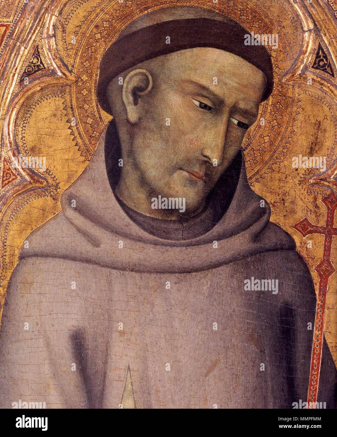 St Francis of Assisi (detail). between 1355 and 1360. Andrea vanni, san francesco d'assisi 2 Stock Photo